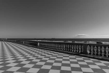 The Mascagni Terrace is one of the most elegant and evocative places in Livorno and is located on the seafront on the edge of Viale Italia.の写真素材