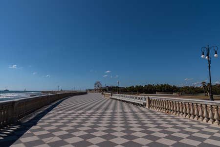 The Mascagni Terrace is one of the most elegant and evocative places in Livorno and is located on the seafront on the edge of Viale Italia.の写真素材