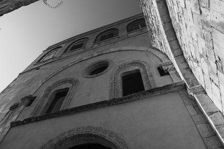 The abbey of Santa Maria di Pulsano is a monastic complex located on the Gargano. September 8 is the feast of the Madonna di Pulsano: the faithful from Monte Sant'Angelo reach the abbey on mules.の写真素材
