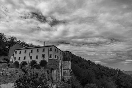 Roccamonfina, Campania. Sanctuary of the Madonna dei Lattani. It is located on the Monte dei Lattani, 850 m. above sea level, one of the many craters of the vast volcanic area of Roccamonfina.の写真素材
