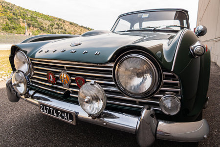 The TR4 (Triumph Roadster 4) was a passenger car produced by Triumph from 1961 to 1965. The TR4 had the engine installed at the front. The traction was instead rear.の写真素材