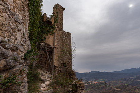 Rocchetta al Volturno is formed by the original village, called Rocchetta Alta, perched in a defensive position on the mountain and Rocchetta Nuova, which is located at a lower altitude.の写真素材