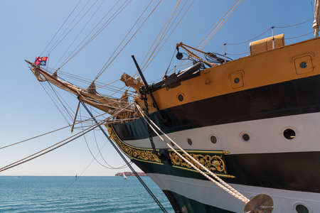 The Amerigo Vespucci is a sailing ship of the Navy built as a training ship for the training of officer cadets of the normal roles of the Naval Academy.の写真素材