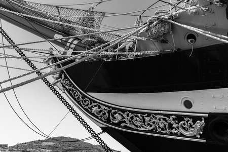 The Amerigo Vespucci is a sailing ship of the Navy built as a training ship for the training of officer cadets of the normal roles of the Naval Academy.の写真素材