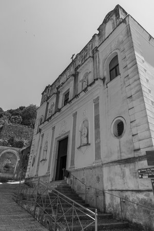 Gaeta, Latina, Lazio. Sanctuary of the Split Mountain. 11th century shrine erected on the crack of a rock with sea view, inside an urban park.の写真素材
