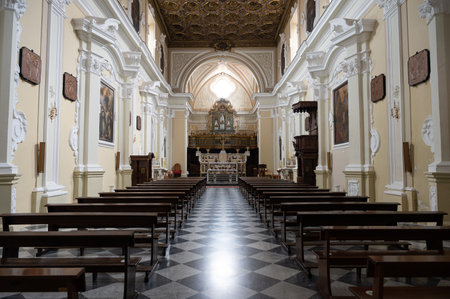 Teano. Church of San Francesco. Built in the fourteenth century, in Gothic style, by the Conventual Minors it was extensively remodeled in the Baroque age.の写真素材