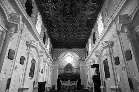 Teano. Church of San Francesco. Built in the fourteenth century, in Gothic style, by the Conventual Minors it was extensively remodeled in the Baroque age.の写真素材