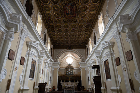 Teano. Church of San Francesco. Built in the fourteenth century, in Gothic style, by the Conventual Minors it was extensively remodeled in the Baroque age.の写真素材