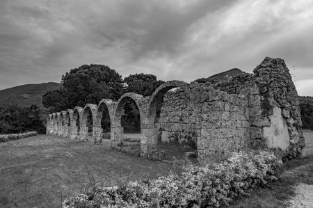Rocchetta in Volturno, Isernia, Molise. Benedictine Abbey of S. Vincenzo al Volturno. Historic Benedictine abbey located in the territory of the Province of Isernia, in the Upper Volturno Valley.の写真素材