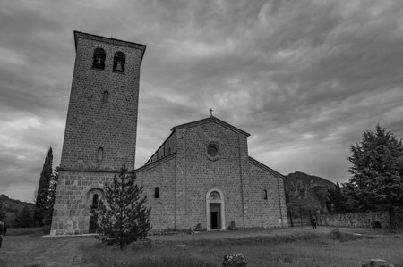 Rocchetta in Volturno, Isernia, Molise. Benedictine Abbey of S. Vincenzo al Volturno. Historic Benedictine abbey located in the territory of the Province of Isernia, in the Upper Volturno Valley.の写真素材