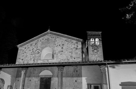 Built between 1085 and 1096, it was partially rebuilt in the XIII century. An elegant architraved portico with late medieval terracotta pillars leans against the gabled faÃ§ade.の写真素材