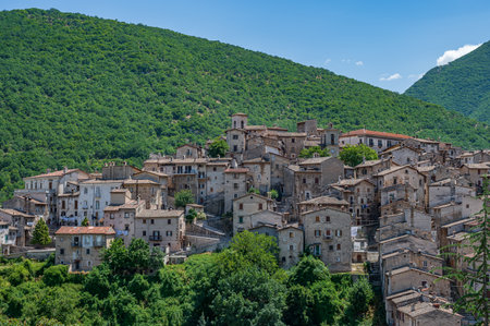 Scanno, Abruzzo. Scanno is an Italian town of 1 782 inhabitants located in the province of L'Aquila, in Abruzzo. The municipal area, surrounded by the Marsican Mountains.の写真素材