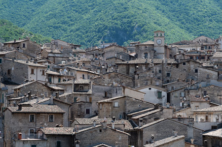 Scanno, Abruzzo. Scanno is an Italian town of 1 782 inhabitants located in the province of L'Aquila, in Abruzzo. The municipal area, surrounded by the Marsican Mountains.の写真素材