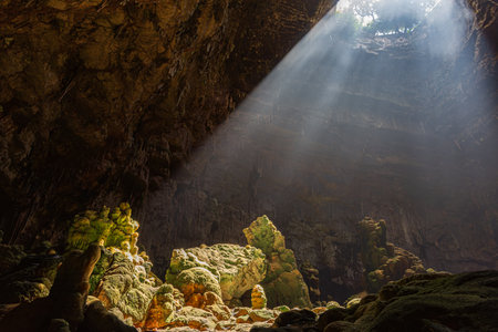 Caves of Castellana, Apulia, Italy. They rise less than two kilometers from the town in the south-eastern Murge to 330 masl limestone plateau formed in the upper Cretaceousの写真素材
