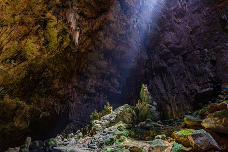 Caves of Castellana, Apulia, Italy. They rise less than two kilometers from the town in the south-eastern Murge to 330 masl limestone plateau formed in the upper Cretaceousの写真素材
