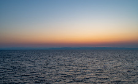 Adriatic Sea. Beautiful photos of a spectacular sunrise on the Croatian coastの写真素材