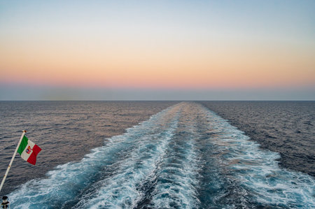 Adriatic Sea. Beautiful photos of a spectacular sunrise on the Croatian coastの写真素材