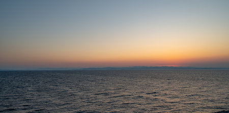 Adriatic Sea. Beautiful photos of a spectacular sunrise on the Croatian coastの写真素材