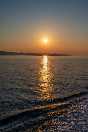 Adriatic Sea. Beautiful photos of a spectacular sunrise on the Croatian coastの写真素材