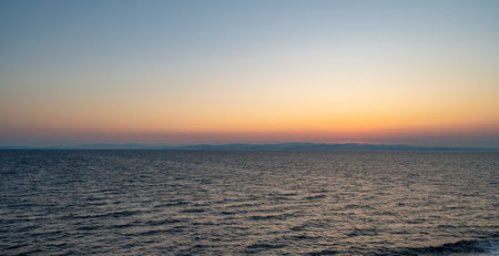 Adriatic Sea. Beautiful photos of a spectacular sunrise on the Croatian coastの写真素材