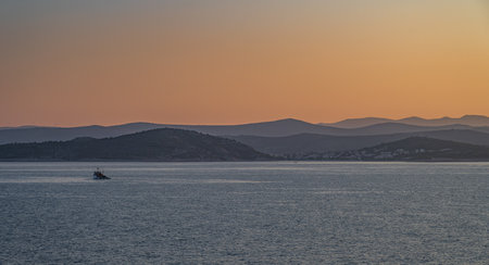 Adriatic Sea. Beautiful photos of a spectacular sunrise on the Croatian coastの写真素材