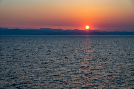 Adriatic Sea. Beautiful photos of a spectacular sunrise on the Croatian coastの写真素材