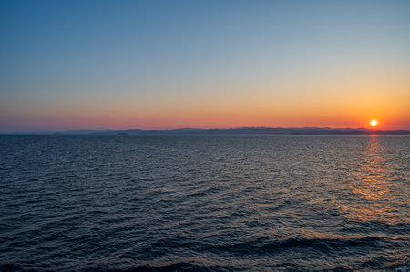 Adriatic Sea. Beautiful photos of a spectacular sunrise on the Croatian coastの写真素材