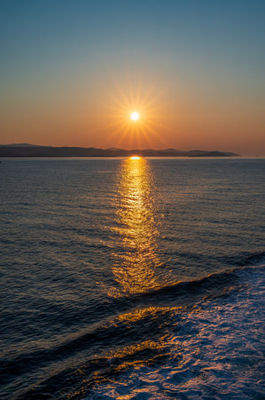 Adriatic Sea. Beautiful photos of a spectacular sunrise on the Croatian coastの写真素材