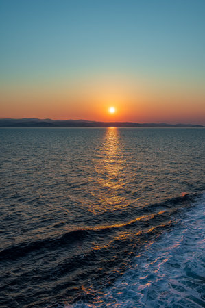 Adriatic Sea. Beautiful photos of a spectacular sunrise on the Croatian coastの写真素材