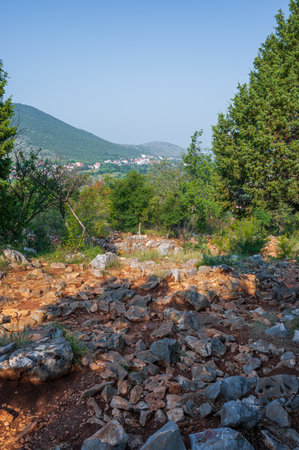 PODBRDO represents the place where the first apparitions of the Madonna took place and is located on Mount Crnica in the Bijacovici locality.の写真素材