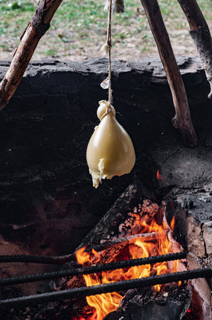 The technique of hanging the caciocavallo is mostly from Irpinia, but given the shifting borders of this area of southern Italy, also of Molise, Basilicata, and the province of Foggiaの写真素材