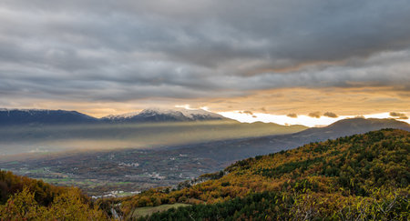 Molise is an Italian mountainous region with a stretch of coast overlooking the Adriatic Sea. It includes a part of the Abruzzo National Park in the Apennine mountain range, with a rich wildlife.の写真素材