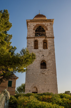 The cathedral of Ancona is dedicated to San Ciriaco. It is a medieval church in which the Romanesque style blends with the Byzantine one, evident in the plan and in many decorationsの写真素材