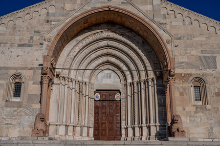 The cathedral of Ancona is dedicated to San Ciriaco. It is a medieval church in which the Romanesque style blends with the Byzantine one, evident in the plan and in many decorationsの写真素材