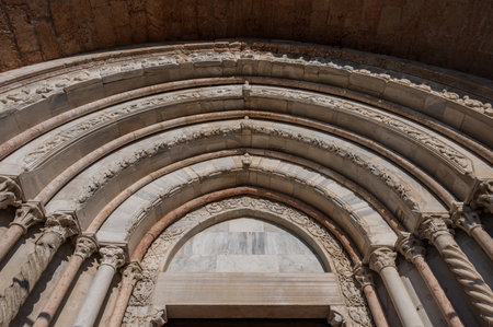 The cathedral of Ancona is dedicated to San Ciriaco. It is a medieval church in which the Romanesque style blends with the Byzantine one, evident in the plan and in many decorationsの写真素材