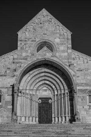 The cathedral of Ancona is dedicated to San Ciriaco. It is a medieval church in which the Romanesque style blends with the Byzantine one, evident in the plan and in many decorationsの写真素材