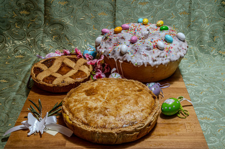 The Chiena pizza is a typical Neapolitan rustic dish, the durum wheat pastiera and the sweet...