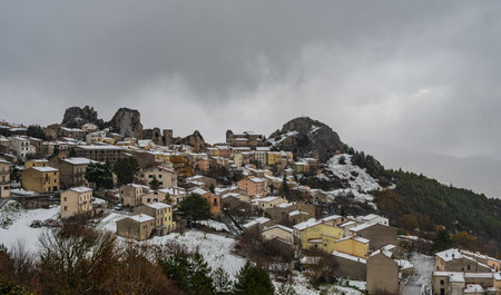 It is an Italian town of 732 inhabitants in the province of Isernia in Molise, famous for the Samnite Sanctuary.の写真素材