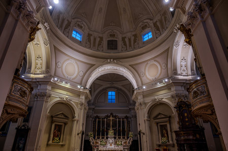 The Basilica of Santa Maria Assunta is the main religious building in Castel di Sangro (AQ). The basilica is located in the upper part of the town, the Civita. The structure has three shipsの写真素材