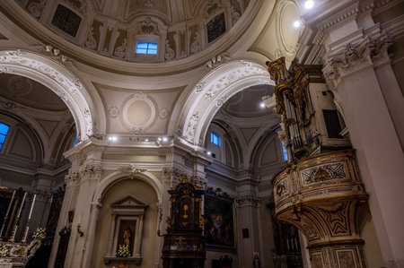 The Basilica of Santa Maria Assunta is the main religious building in Castel di Sangro (AQ). The basilica is located in the upper part of the town, the Civita. The structure has three shipsの写真素材