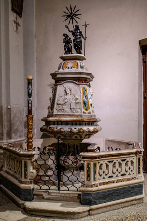 The Basilica of Santa Maria Assunta is the main religious building in Castel di Sangro (AQ). The basilica is located in the upper part of the town, the Civita. The structure has three shipsの写真素材