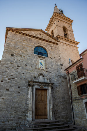 The ancient parish church of Guardialfiera, whose origins date back to the 11th century, is located at the top of the town. Romanesque and Gothic elements adorn the external wallsの写真素材
