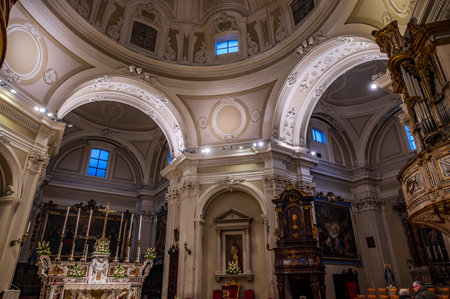 The Basilica of Santa Maria Assunta is the main religious building in Castel di Sangro (AQ). The basilica is located in the upper part of the town, the Civita. The structure has three shipsの写真素材