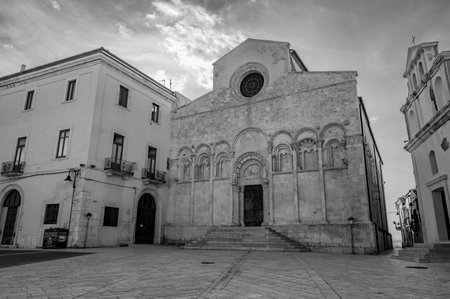 Of considerable architectural interest is the Apulian Romanesque-style cathedral where the bodies of the city's patron saints, Basso and Timoteo, are preserved.の写真素材