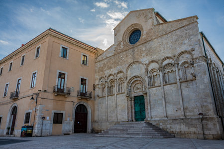 Of considerable architectural interest is the Apulian Romanesque-style cathedral where the bodies of the city's patron saints, Basso and Timoteo, are preserved.の写真素材