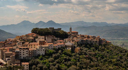 Monteroduni is an Italian town in the province of Isernia in Molise. Situated on a hill at about 460 meters in a very panoramic position, it stands out for its Pignatelli Castle.の写真素材
