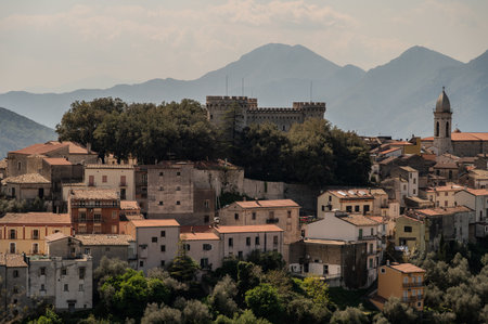 Monteroduni is an Italian town in the province of Isernia in Molise. Situated on a hill at about 460 meters in a very panoramic position, it stands out for its Pignatelli Castle.の写真素材