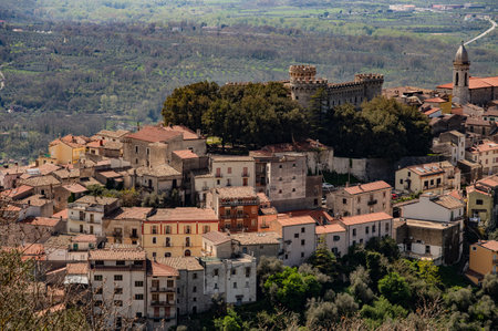 Monteroduni is an Italian town in the province of Isernia in Molise. Situated on a hill at about 460 meters in a very panoramic position, it stands out for its Pignatelli Castle.の写真素材
