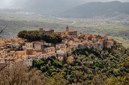 Monteroduni is an Italian town in the province of Isernia in Molise. Situated on a hill at about 460 meters in a very panoramic position, it stands out for its Pignatelli Castle.の写真素材
