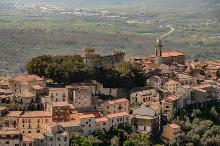 Monteroduni is an Italian town in the province of Isernia in Molise. Situated on a hill at about 460 meters in a very panoramic position, it stands out for its Pignatelli Castle.の写真素材